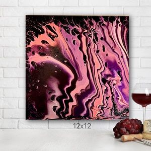 Homemade Acrylic canvas Pour Painting Artwork “Lava Lamp”